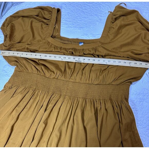 NWT Old Navy Womens Smocked Waist Dress Plus Size 4X Mustard/Chaparral Lined - Picture 5 of 10